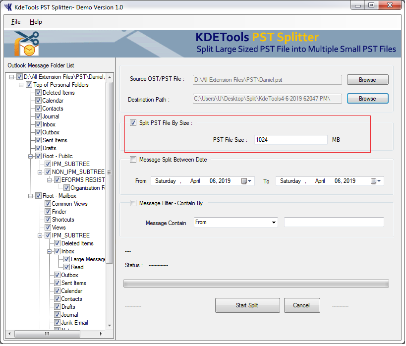 Split Option for NPST File